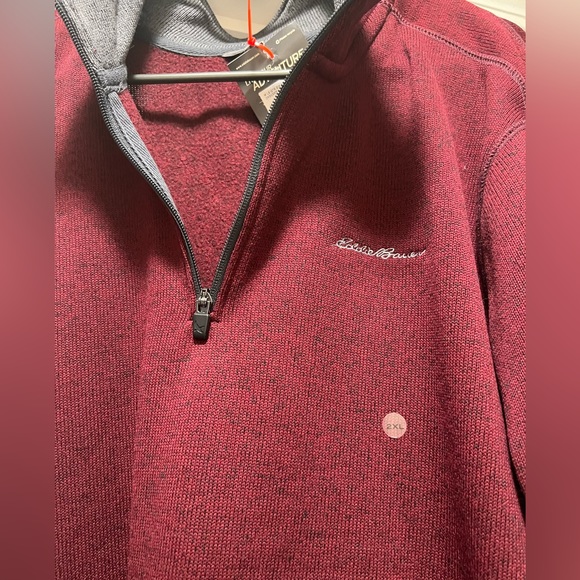 Eddie Bauer 1/4 Zip Pullover Burgundy Men’s 2XL NWT - Picture 2 of 6